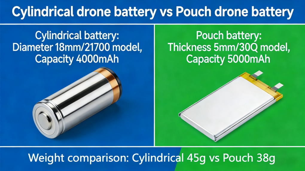 cylindrical drone battery vs pouch drone battery