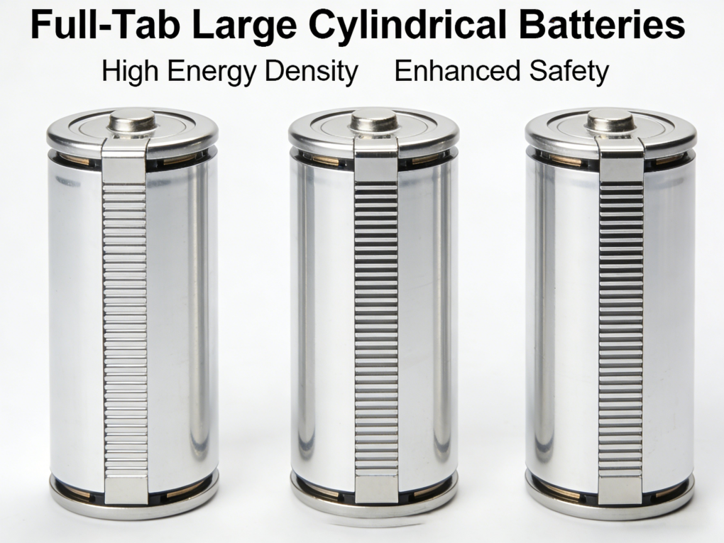 full tab large cylindrical batteries high density battery enhanced safety
