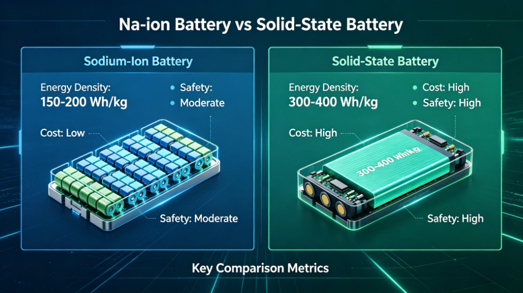 Na ion battery vs solid state battery