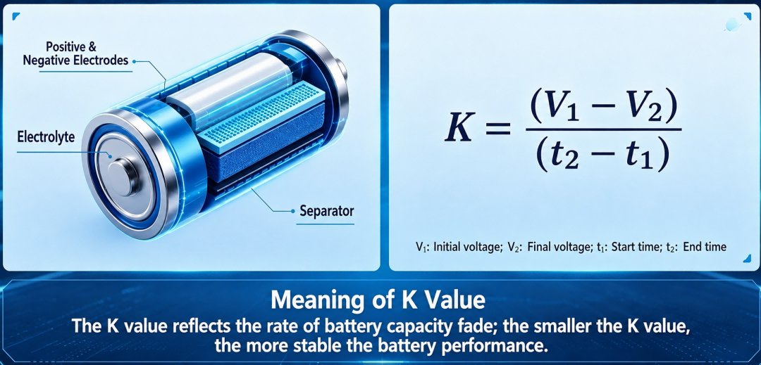 the k value reflects the rate of battery capacity fade the smaller the k value the more stable the battery performance.