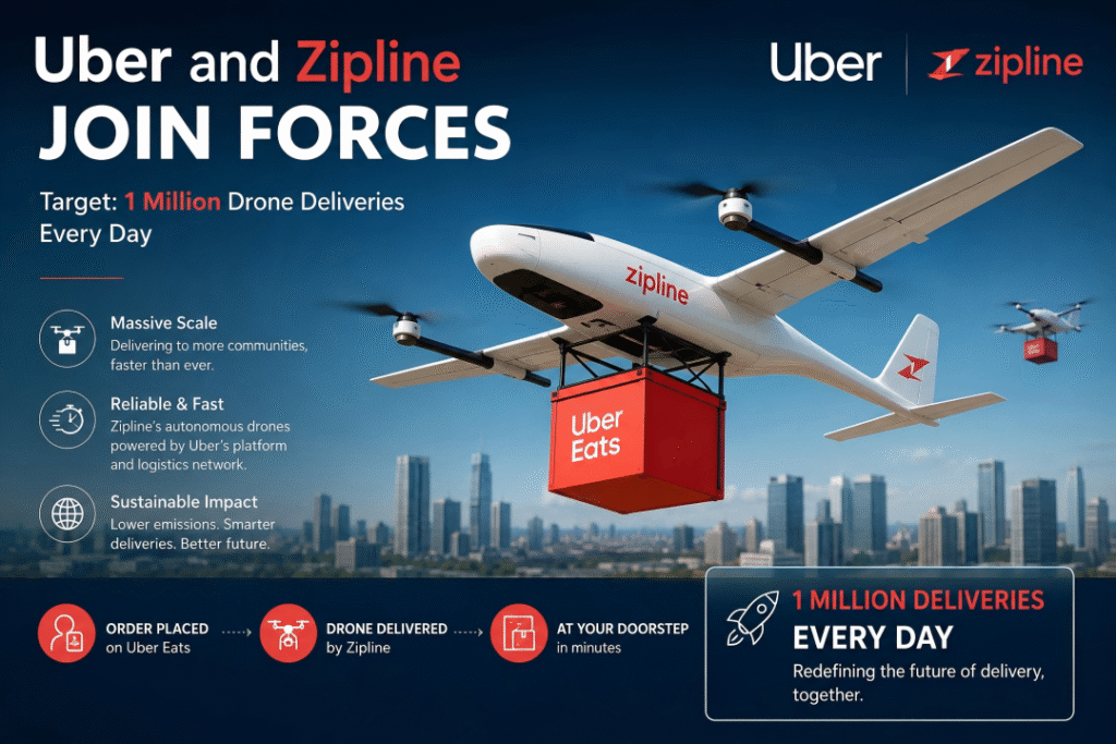 the sky is the new delivery lane why uber + zipline could change last mile logistics forever
