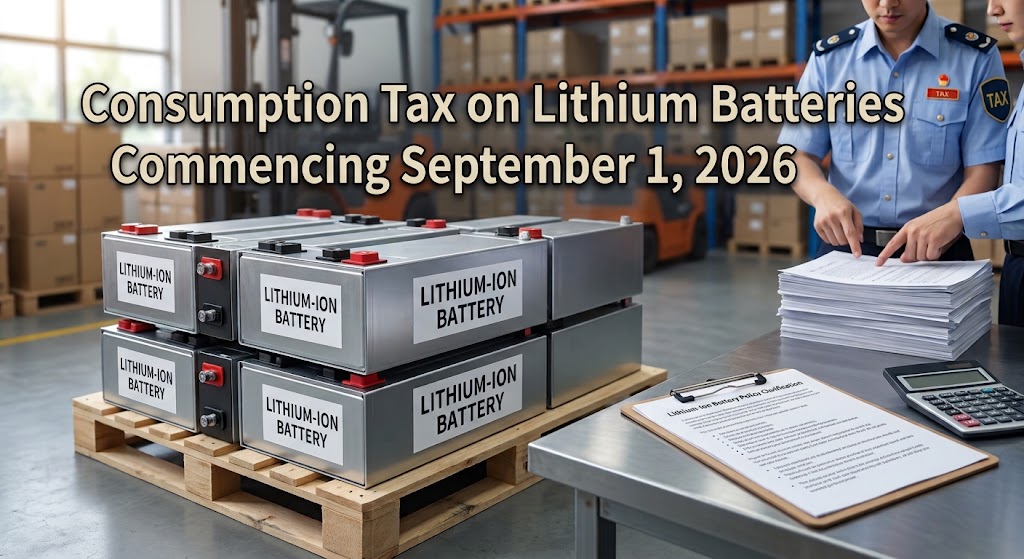consumupation tax on li ion batteries commencing sep 1,2026