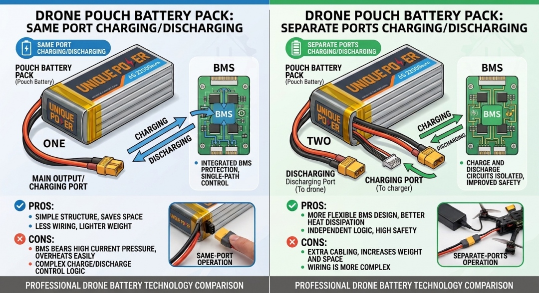 common port vs. separate port bms which architecture is better for drone batteries